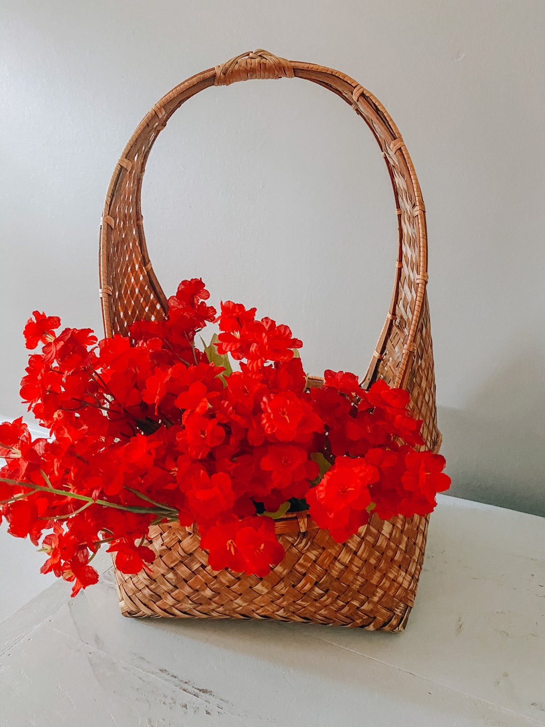 Wicker Flower Basket Etsy