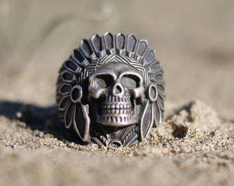 Native american skull ring deals