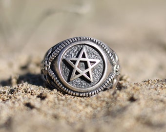 Pentagram ring. star ring. satanic ring. Satan ring. Male ring. 925 silver ring. Miller ring. woman ring