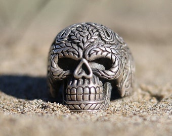 Mexikanische Schädel-Ring. Mexikanische Ring. Männlicher Ring. Ring Mann. Miller-Ring. Piraten-Ring. 925 Silber Ring.