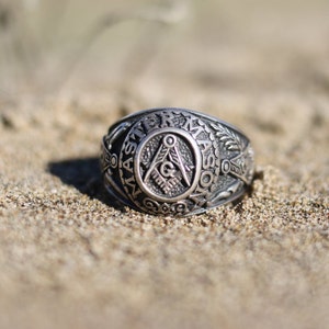 Mason Ring. Male ring. Men's ring. 925 silver ring. Biker ring. Masonic ring. Masonic ring. Ring iluminatti. power ring. mason signet
