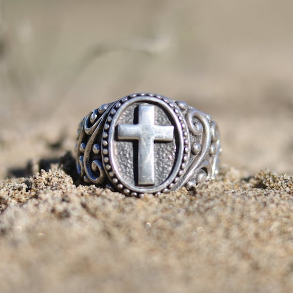 Cruz Ring. Bible Ring. Male Ring. Christian Ring. 925 Silver Ring
