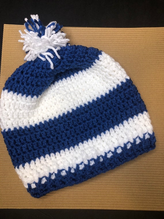 Blue & White Beanie Handmade - Etsy display picture 1