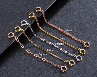 18K Pure Gold Double Clasp Extender, Safety Chain, Spring Ring Clasp For Bracelet or Necklace, Rose Gold Clasp, Jewelry Making Accessory