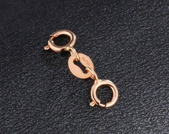 18K Pure Gold Double Spring Clasp Extender, Single Clasp For Bracelet or Necklace, Rose Gold White Gold Clasp, Jewelry Making Accessory