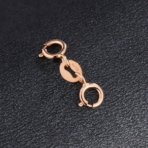 18K Pure Gold Double Spring Clasp Extender, Single Clasp For Bracelet or Necklace, Rose Gold White Gold Clasp, Jewelry Making Accessory image 1