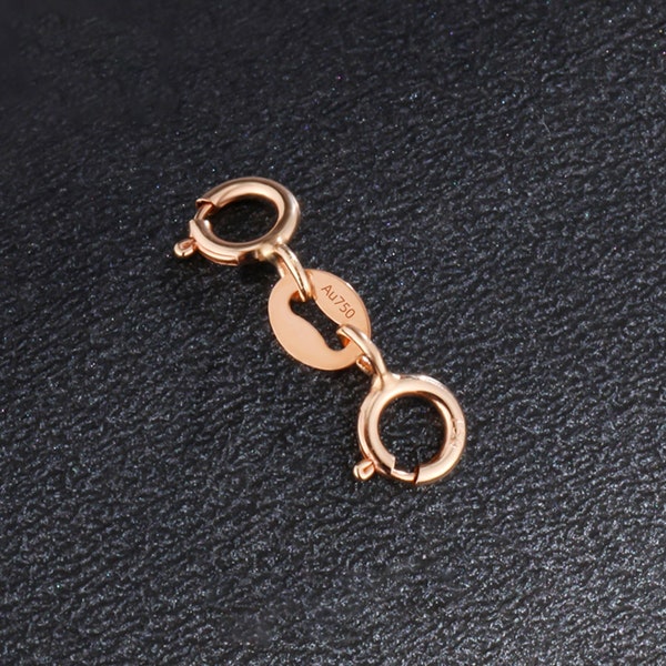 18K Pure Gold Double Spring Clasp Extender, Single Clasp For Bracelet or Necklace, Rose Gold White Gold Clasp, Jewelry Making Accessory