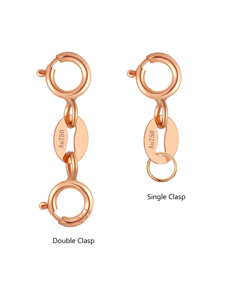 18K Pure Gold Double Spring Clasp Extender, Single Clasp For Bracelet or Necklace, Rose Gold White Gold Clasp, Jewelry Making Accessory image 4
