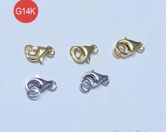 14K Real White Gold Lobster Claw Triggle Clasp With Rings Jewelry DIY Clasp Findings