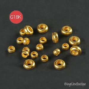 Cuentas espaciadoras gruesas de oro macizo de 18 quilates, estilo antiguo, de 4,5 mm, para joyería DIY.