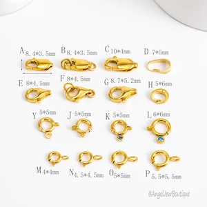 18K Real Gold Lobster Clasp,Push Inside Open Clasp Connector,Spring Ring Clasp,AU750 Bracelet Necklace Secure Clasp,Jewlery Repair Accessory