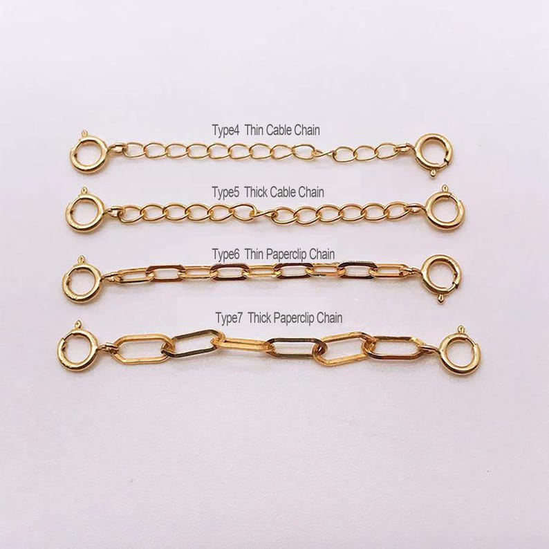 Double Paperclip And Rope Chain 18K Solid Gold Chain Extension,paperclip Cable Safety Chain,bracelet ...