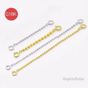 18K Double End Clasp Extension,Small Bead Chain Extender White Gold,Long Extender For Bracelet or Necklace, Jewelry Craft DIY Findings