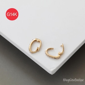 14K Solid Real Gold Pendant Bails Clasp Connector Zircon Bling Charms Safe Lock DIY Jewelry Findings