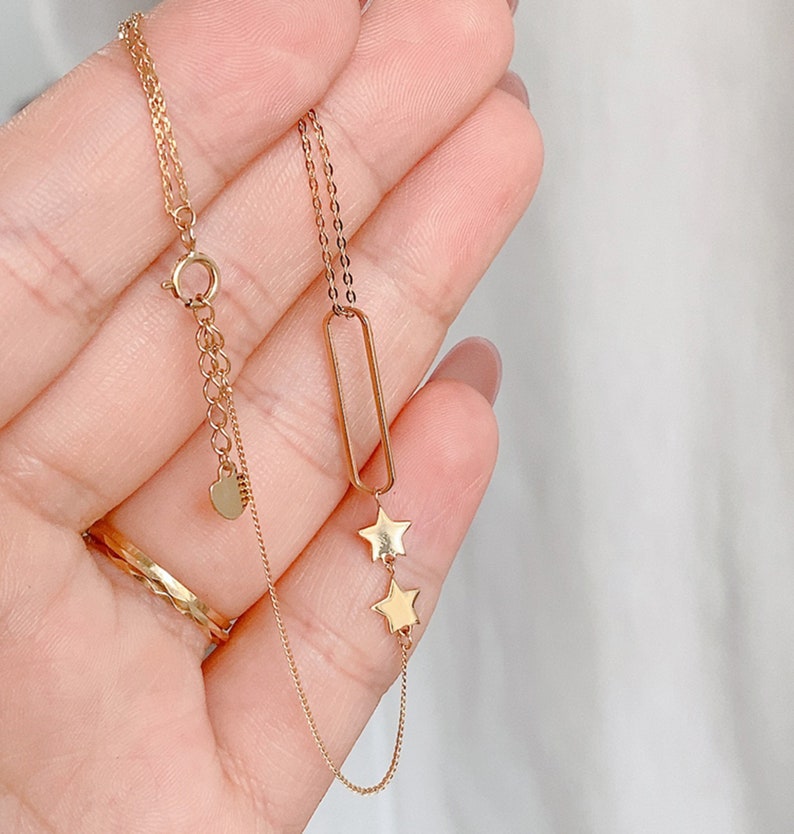 14K Gold Chain Link Bracelets Womenreal Gold Geometric Etsy