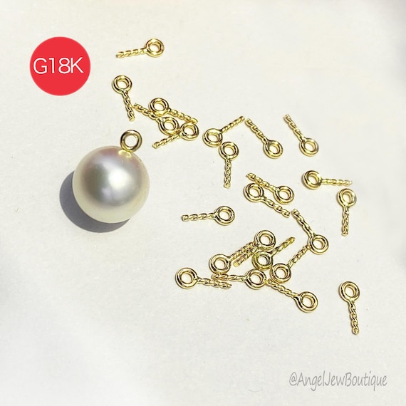 18K Gold Screw Eye Pins: Pearl Peg Bails, Jewelry Findings
