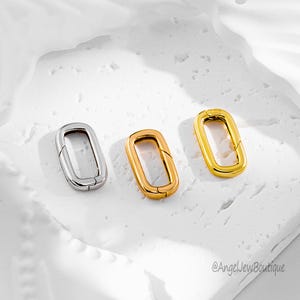 18K Real Gold Rectangle Clasp Connector, Push Inside Open Clasp,White Gold Clasp,AU750 Bracelet Necklace Secure Clasp,Jewlery DIY Accessory