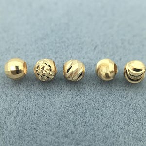 1 perle d'espacement en or massif 18 carats, perles rondes gravées en vrac, collier de bracelet en or véritable AU750, 2 mm-6 mm de bijoux à bricoler soi-même image 5