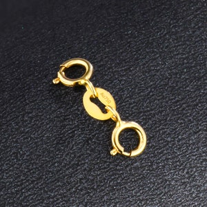 18K Pure Gold Double Spring Clasp Extender, Single Clasp For Bracelet or Necklace, Rose Gold White Gold Clasp, Jewelry Making Accessory 18K yellow gold