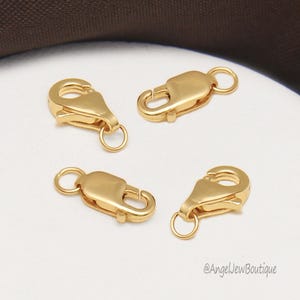 CL118 - 10 Pcs. 18K Gold Filled Rectangle Lobster Clasps - 10mm X 4mm Claw Clasps Hole Size 1mm Jump Ring Included