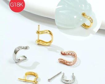 18K Real White Gold Jade Pendant Pinch Bails Secure Diamond Clasp Jewelry Making Findings