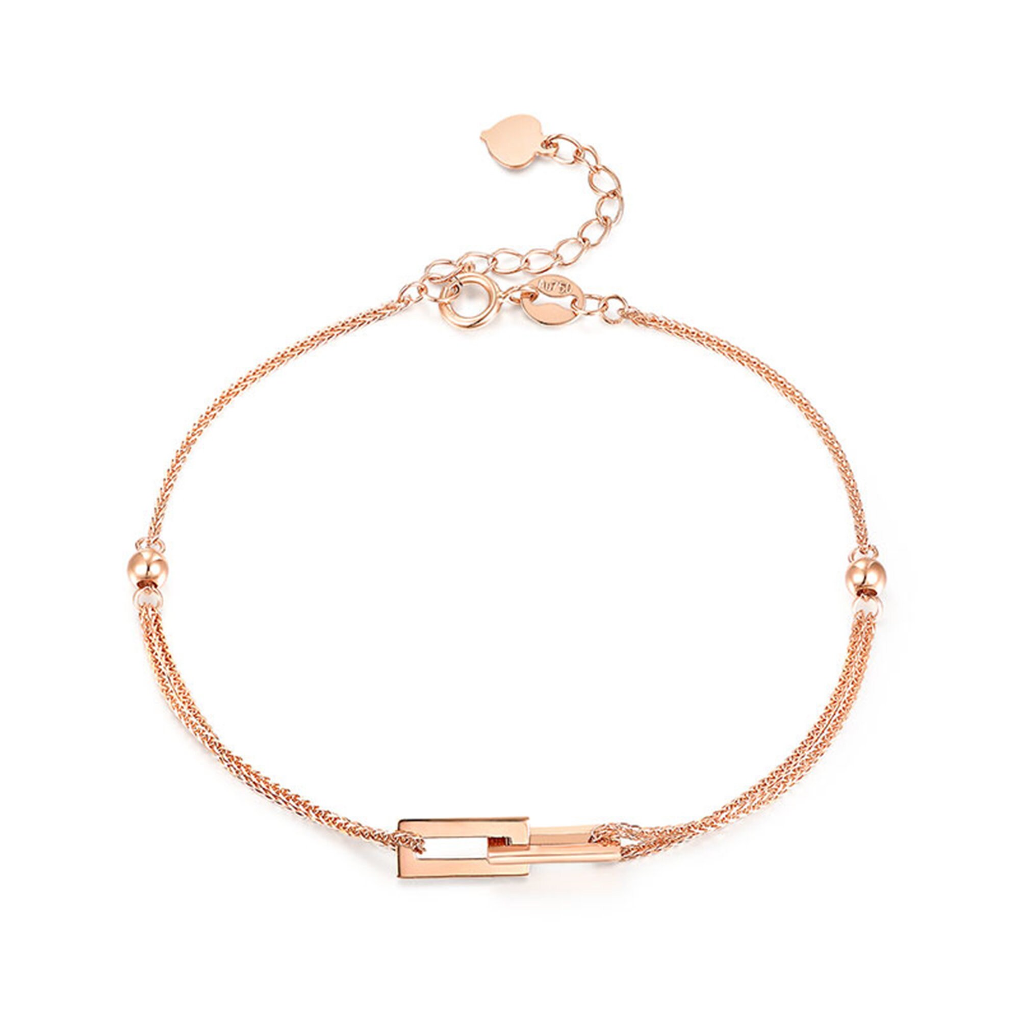 18K Real Gold Bracelets Womensolid Rose Gold Braceletsdouble Etsy