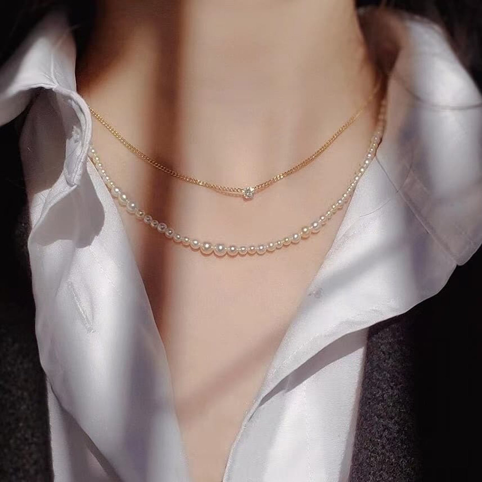 Choke Chain Real Diamond Pendant18k Solid Gold Link Chains Etsy