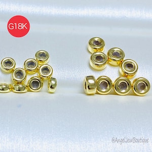 18K Solid Gold Spacer Beads 4x2mm - AU750 Jewelry Making Findings - 5PCS
