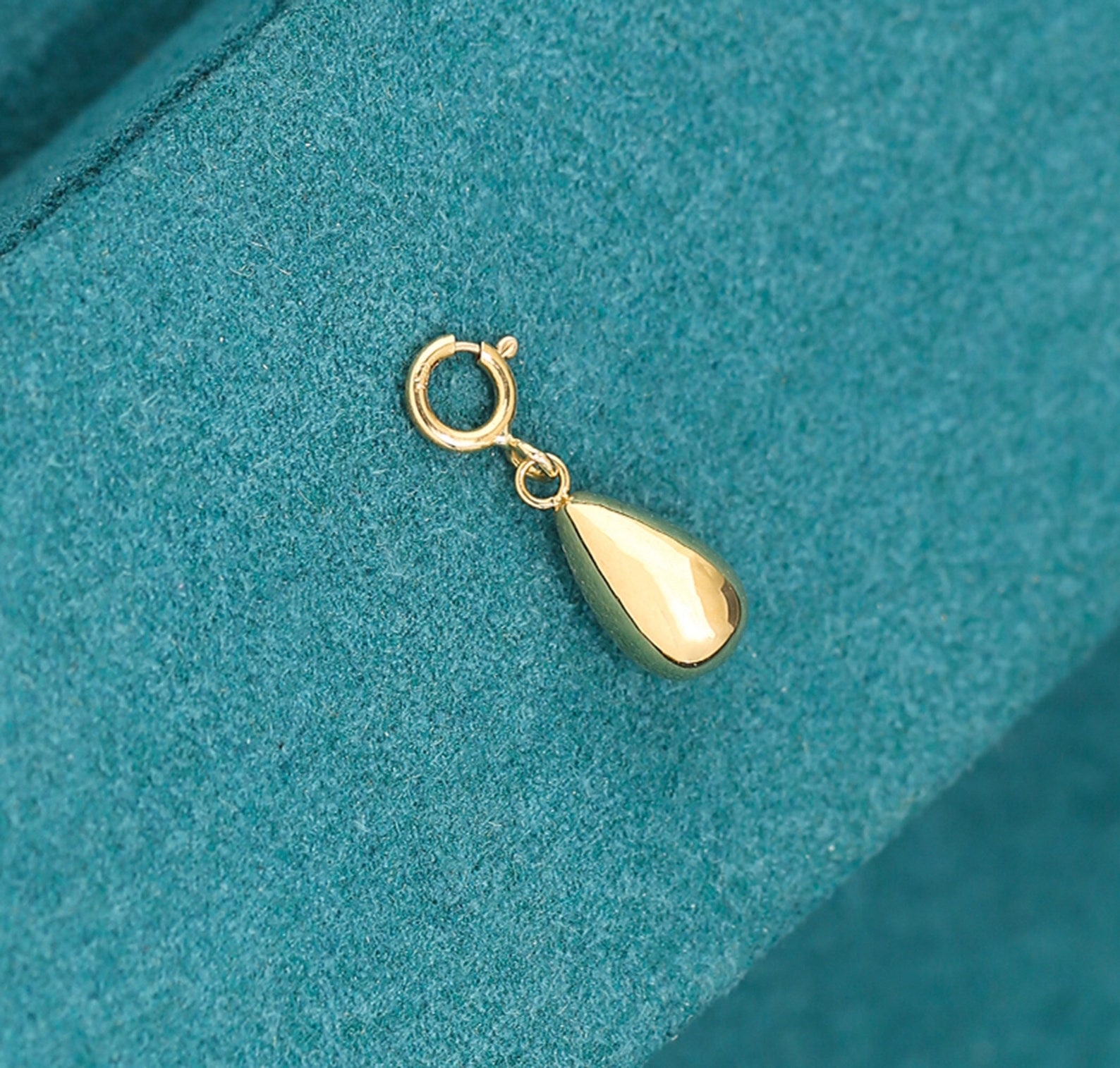 18k Solid REAL Gold Teardrop Pendant Waterdrop Pendant Etsy