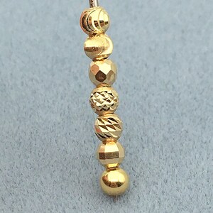 1 perle d'espacement en or massif 18 carats, perles rondes gravées en vrac, collier de bracelet en or véritable AU750, 2 mm-6 mm de bijoux à bricoler soi-même image 6