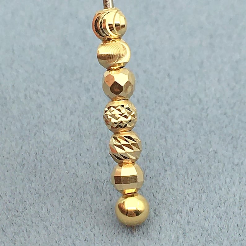 1 perle d'espacement en or massif 18 carats, perles rondes gravées en vrac, collier de bracelet en or véritable AU750, 2 mm-6 mm de bijoux à bricoler soi-même image 6