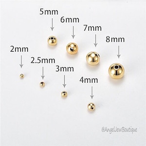 14K Solid Gold Round Spacer Beads: 2mm-8mm DIY Jewelry Finding