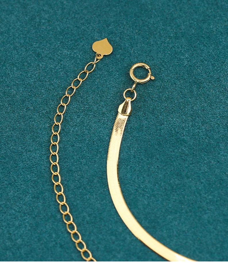 18K Herringbone Chain Necklace Adjustable Snake Chain Etsy