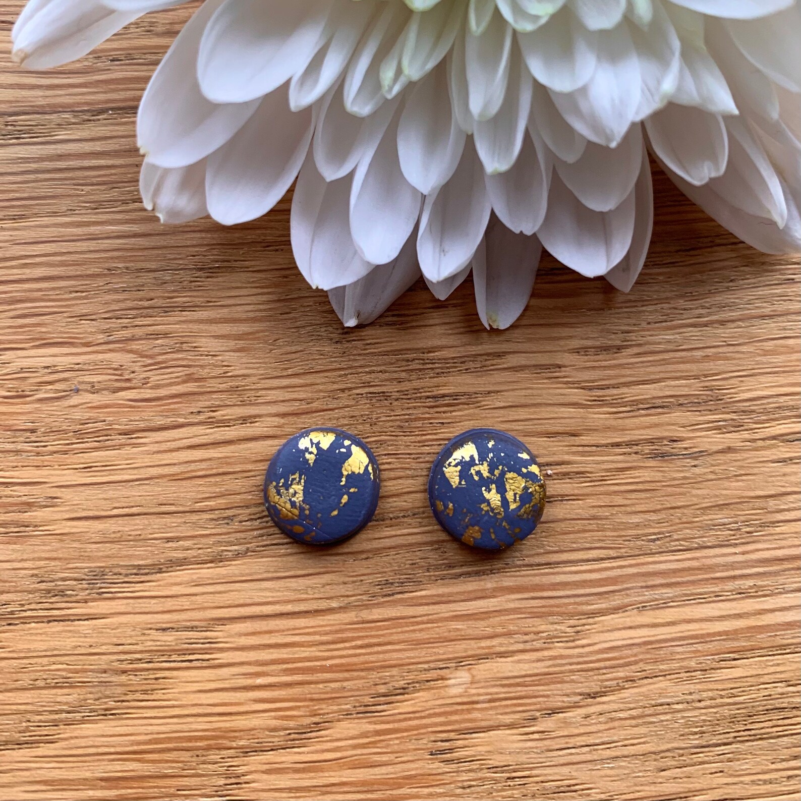 Charcoal and gold foil Polymer Clay Earrings Etsy