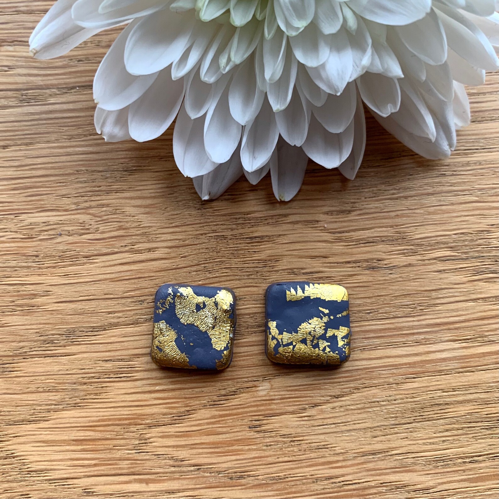 Charcoal and gold foil Polymer Clay Earrings Etsy