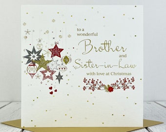 Brother & Sister in Law Stars Christmas Card, Daughter and Son in Law, Personalised Christmas Card, Customise, FREE Personalisation