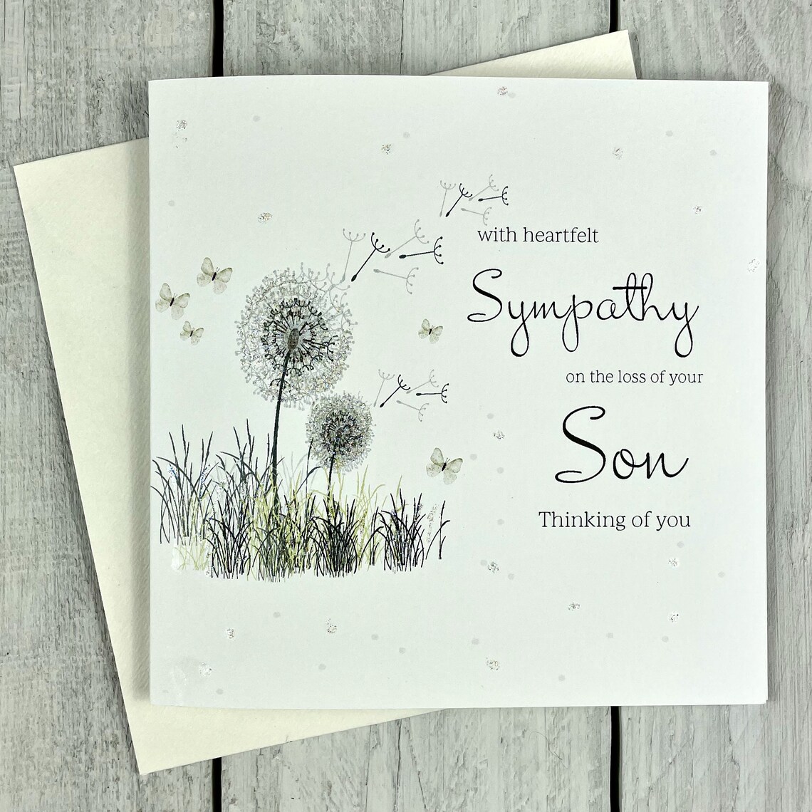 With Heartfelt Sympathy Card Son Dandelion Sorry for Your Etsy UK
