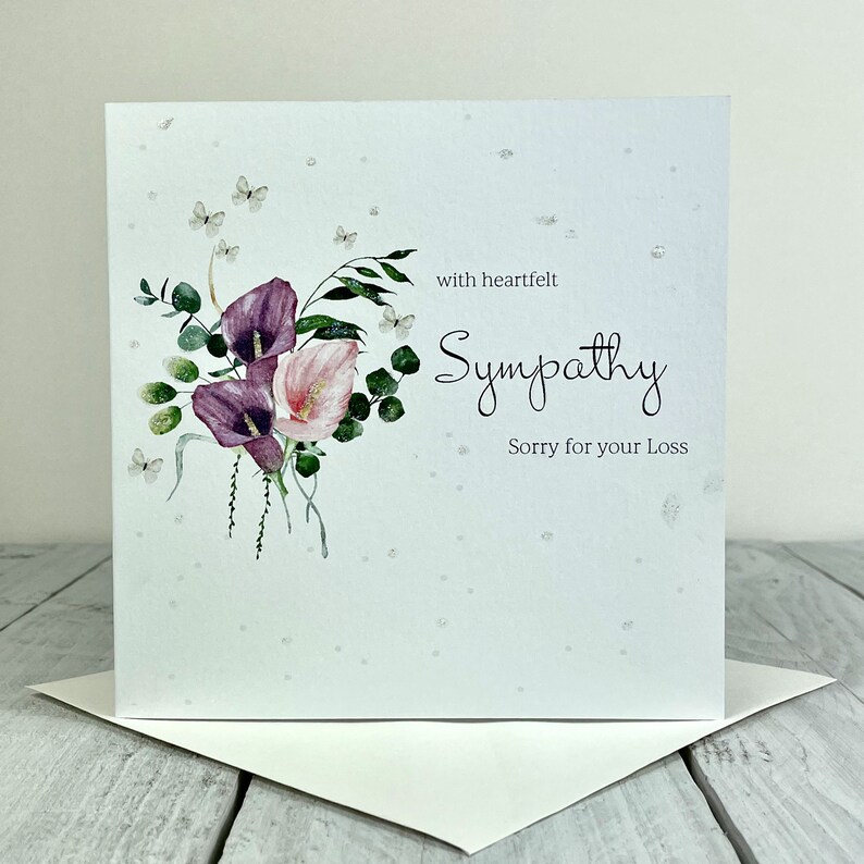 Sympathy Card Flowers Sorry for Your Loss Hand Finished Etsy UK