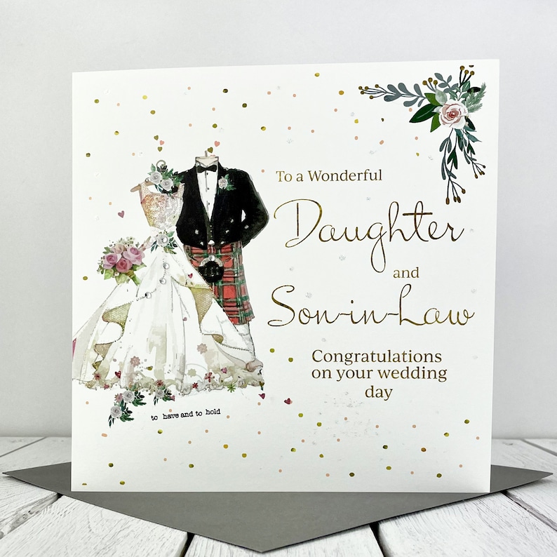 Extra Large Daughter & Son in Law Wedding Card Groom in Kilt  Etsy