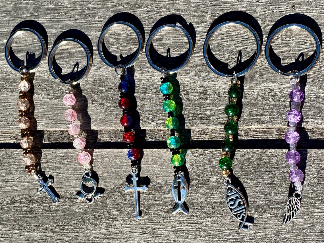 Religious Bead Keychains Etsy