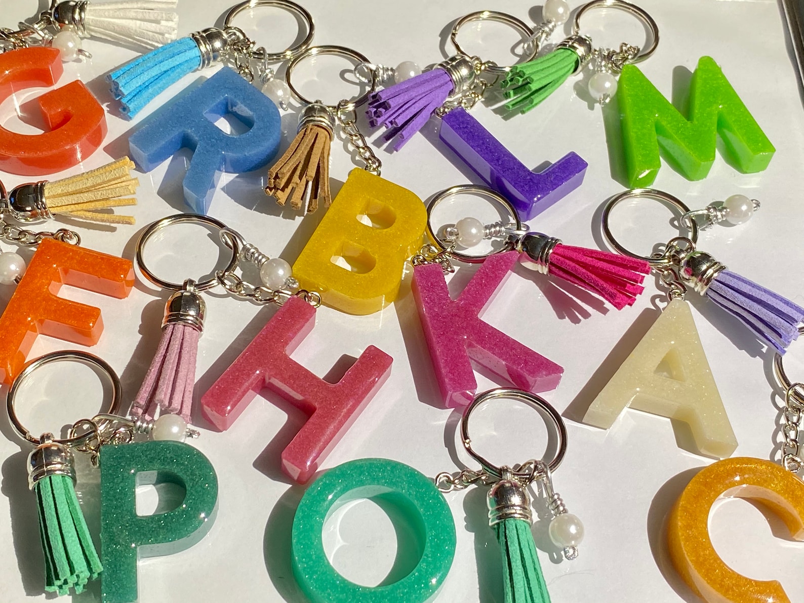 Epoxy Resin Letter Keychain Etsy