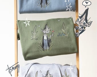 Little Garden Vampire Hoodie: Unisex Sweatshirt in Blue, Green and Grey for Nature and Flower Lovers