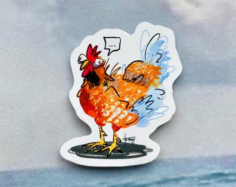 Grappige sticker kip vogel cartoon