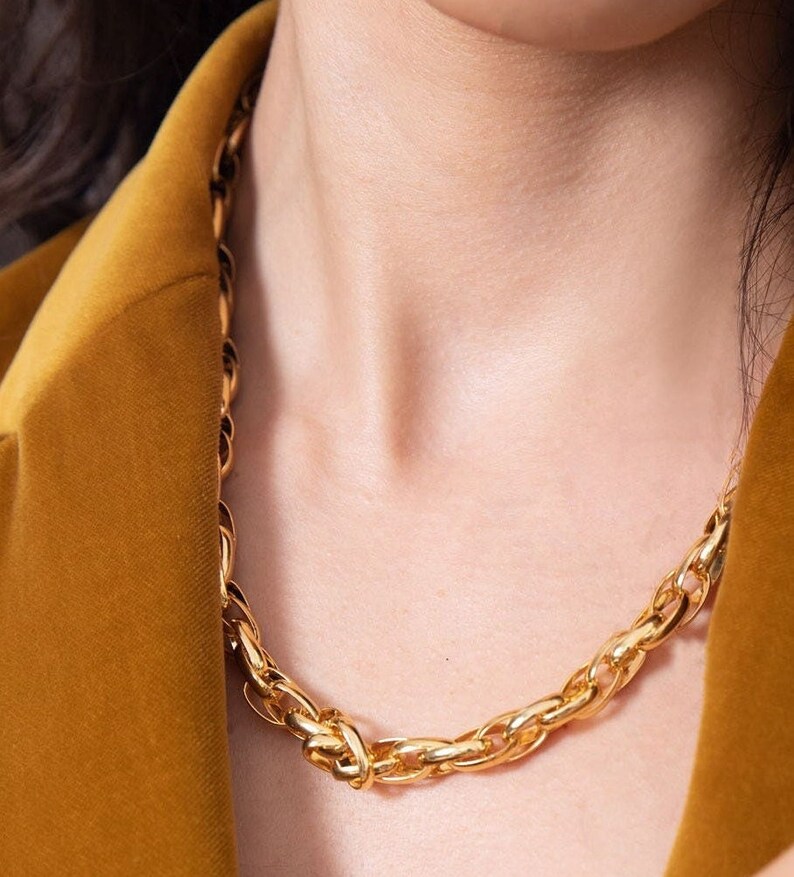 Gold Bold Link Chain 18k Gold Plated on 