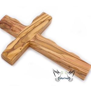 Personalized Wall Cross Crucifix. Baptism Cross. Communion, Confirmation Gift. Olive Wood Hanging Cross for Decor. Religious home & decor