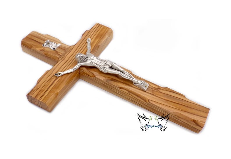 Wall Crucifix. Olive Wood Cross. Wall Hanging For Decor. Baptism. Communion. Confirmation Gift. Holy Land Crucifix For Mother's Day.