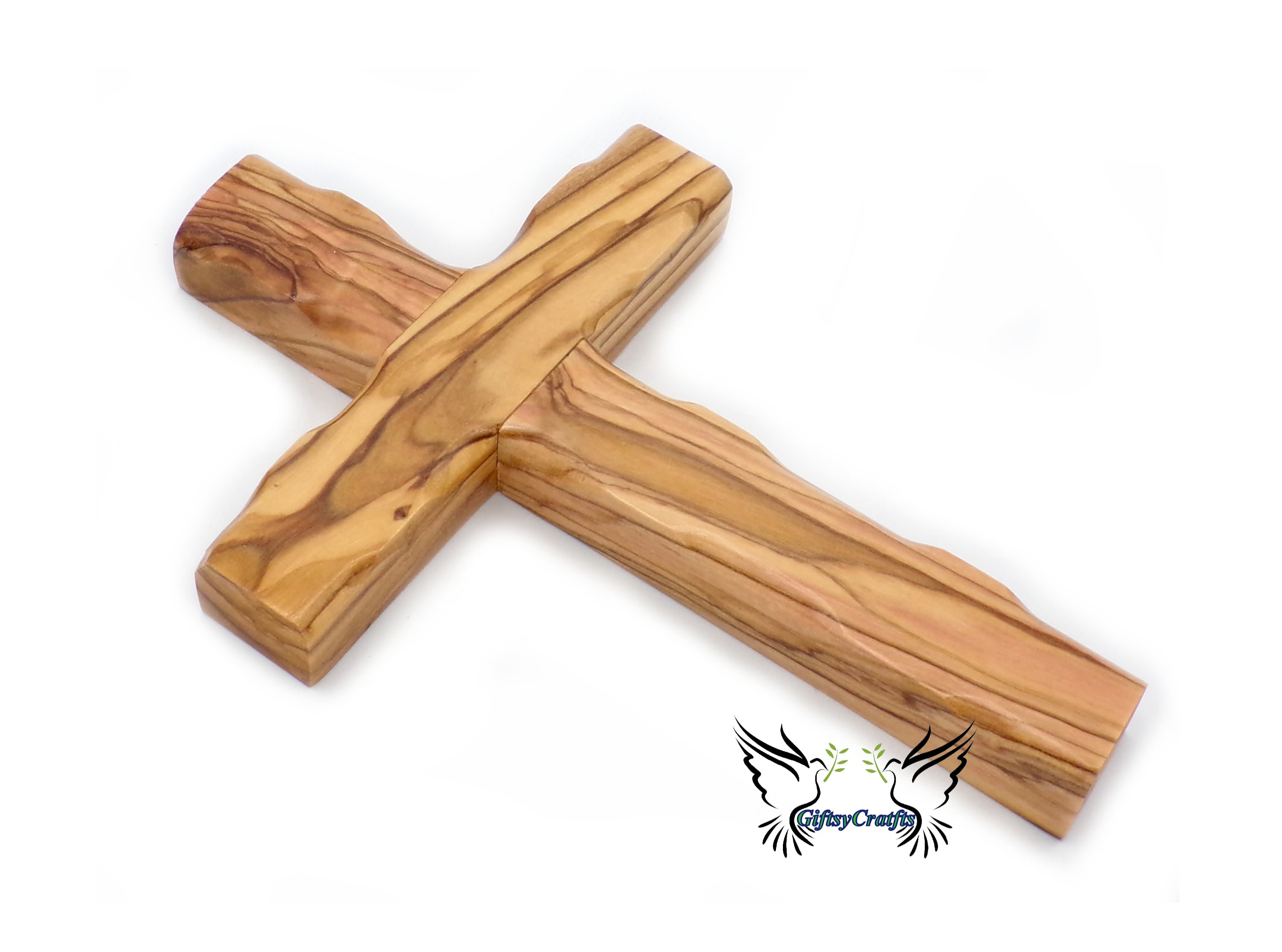 Wood Cross - Handmade Jerusalem Cross Olive Wood Wall Hanging Decor for Baptism, Confirmation & Communion Gifts from the Holy Land