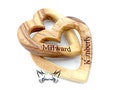 Personalized Interlocking Hearts. 5th Anniversary Gift for Her Him olive wood Wooden Hearts Engagement, Wedding, valentines gift. wife Love