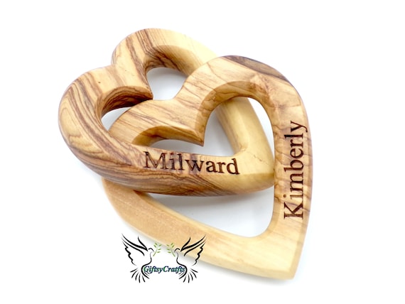Mother's day Gift Personalised Interlocking Wooden Heart 