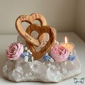 Personalized Interlocking Hearts. 5th Anniversary Gift for Her Him olive wood Wooden Hearts Engagement, Wedding, valentines gift. wife Love